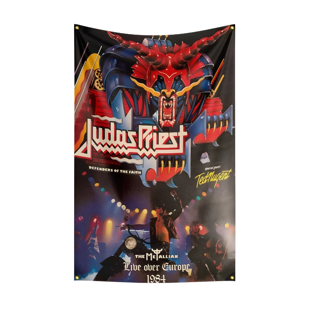 3x5 قدم J-Judas P-Priest الثقيلة روك باند العلم البوليستر الطباعة الرقمية راية لغرفة النوم جدار الفن خارج الباب نسيج الديكور #4