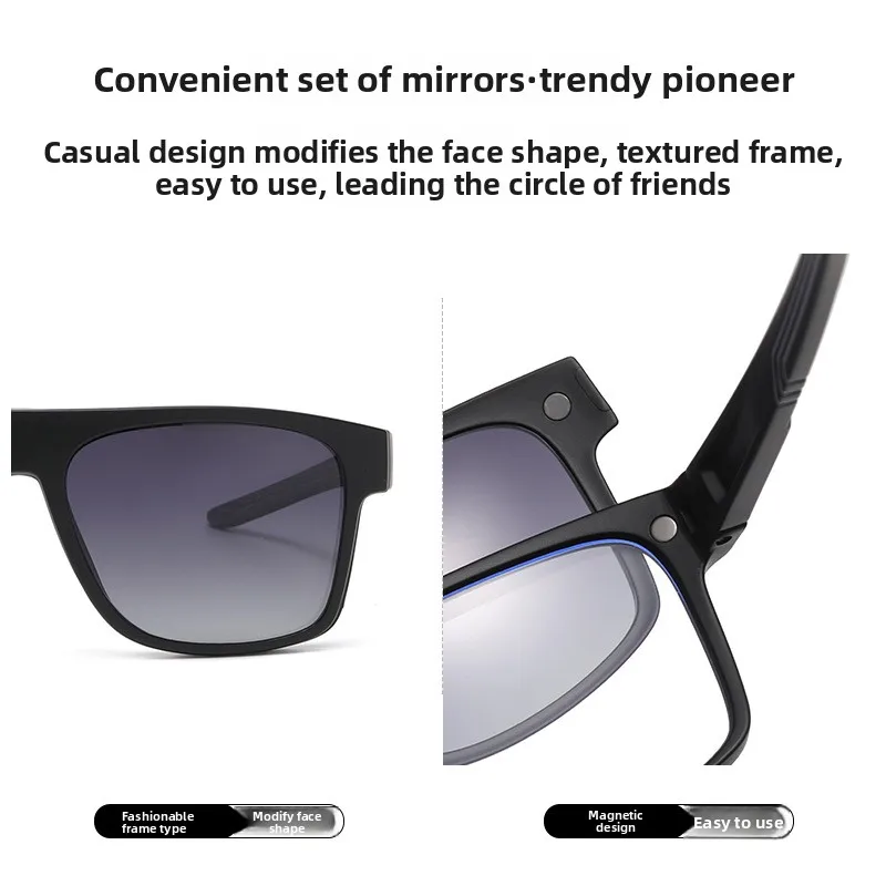 CLLOIO Magnetic Glasses Myopia Sunglasses Men's Removable 2-in-1 Cycling Polarized Sunglasses Prescription Progressive Glasses
