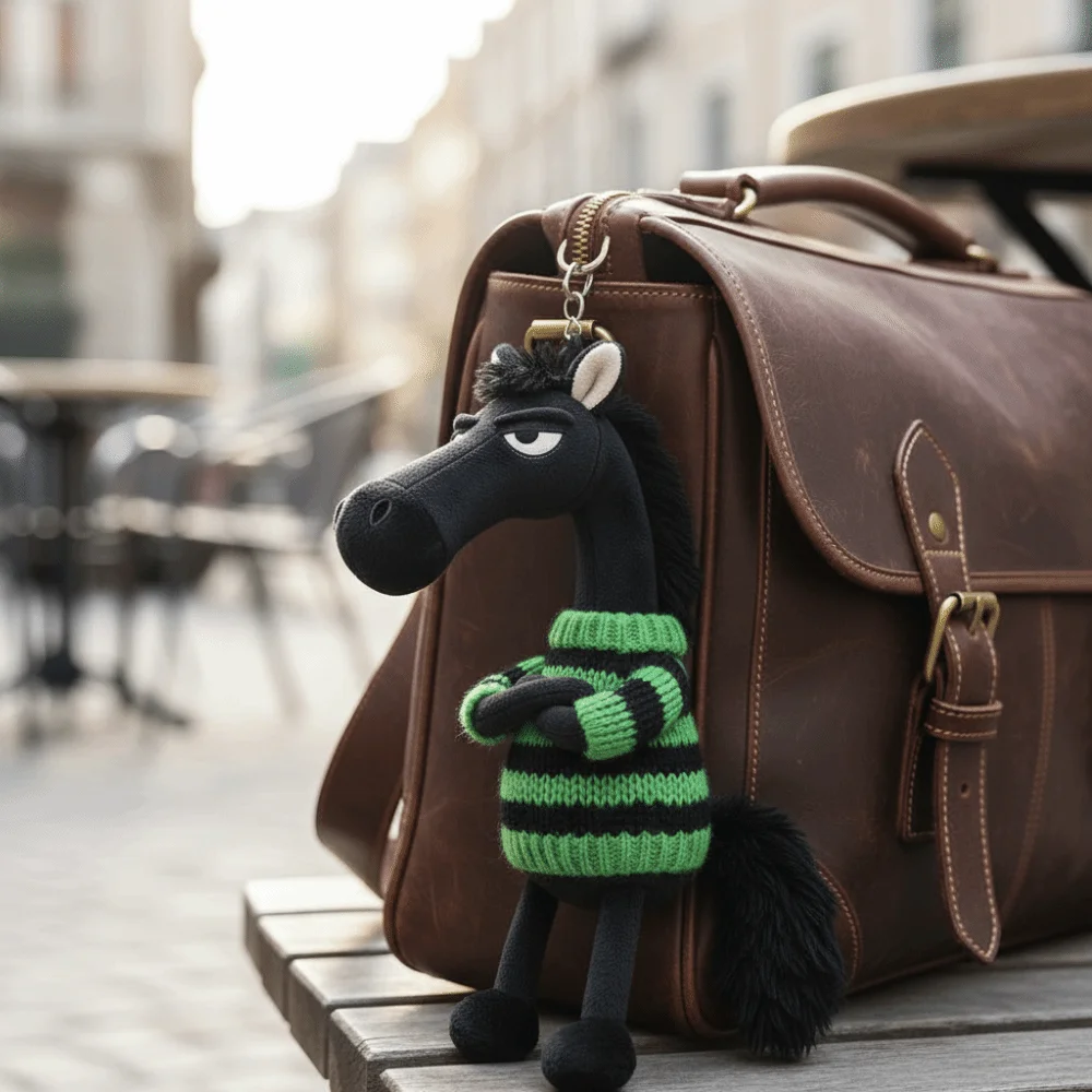 

Creative Plush Dark Horse Keychain Mascot Dolls Soft Simulation Horse Doll Cute Chinese Style Zodiac Pony Figurine