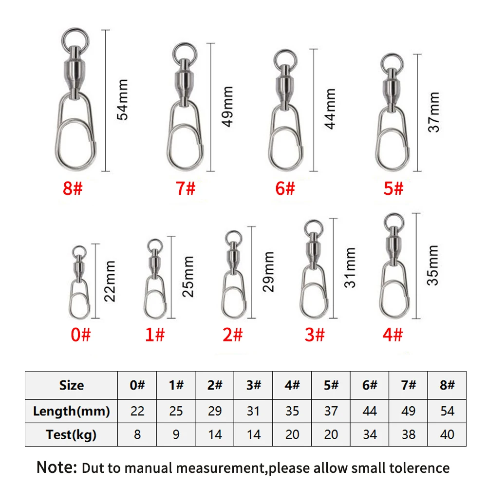 Ellllv 10pcs 0# -8# Strong Bearing Swivel Oval Split Ring Combo Accessories Saltwater Big Game Fishing Lure Fishhook Connector