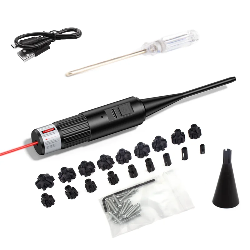 Rechargeable Red Laser Bore Sight with ON OFF Switch .177 to .68 .78 12GA Hunting Laser Collimator Boresighter