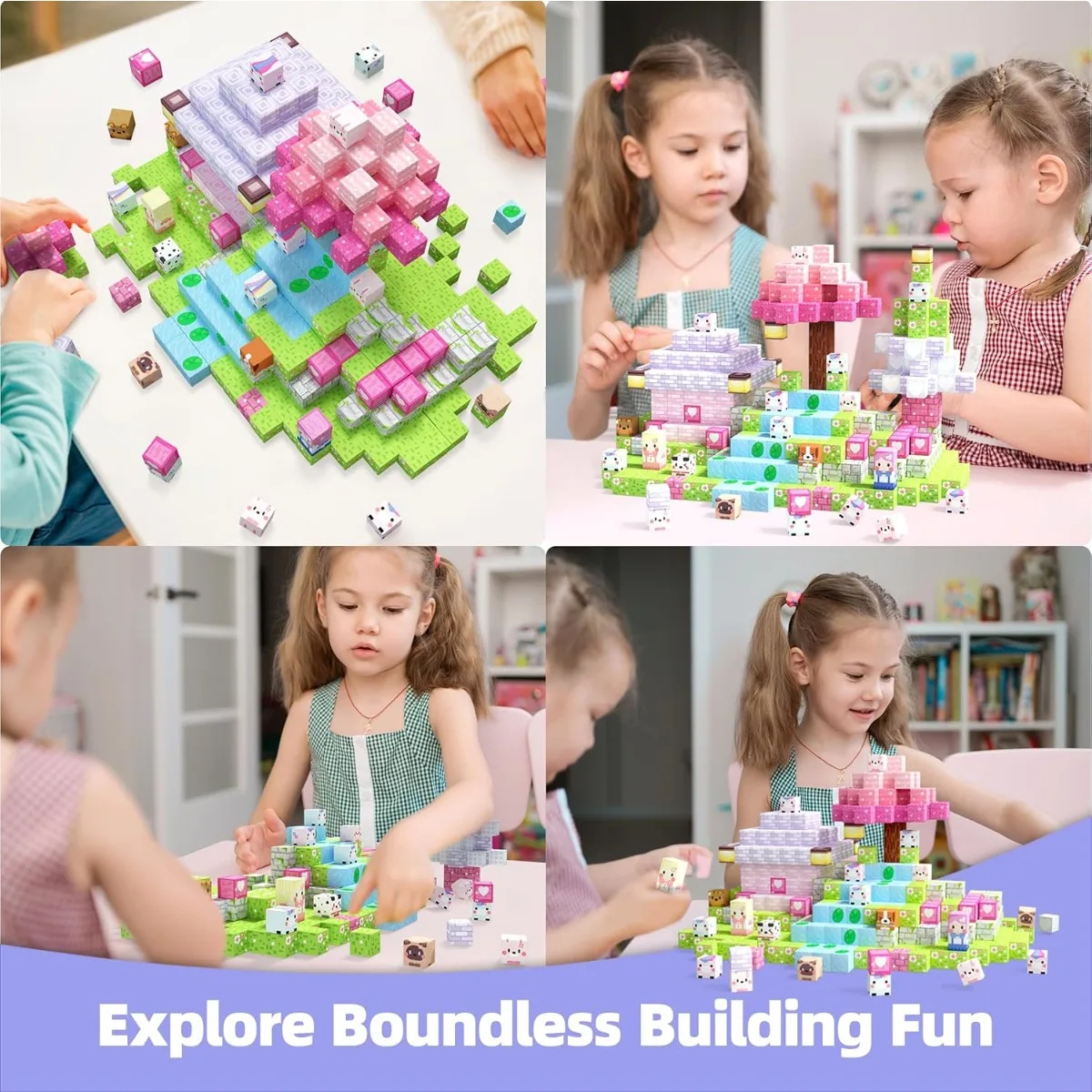 Magnetic Building Blocks Toy Mine World Magnet Princess Castle Blossom Cave Cube Set Brick Christmas Halloween Toys Kid Gift