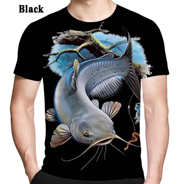 Hot Sale!Cool Mens 3D Catfish Sublimation Printed Catfish Fishing Hobby Outfits Unisex Girl Cute T-shirt