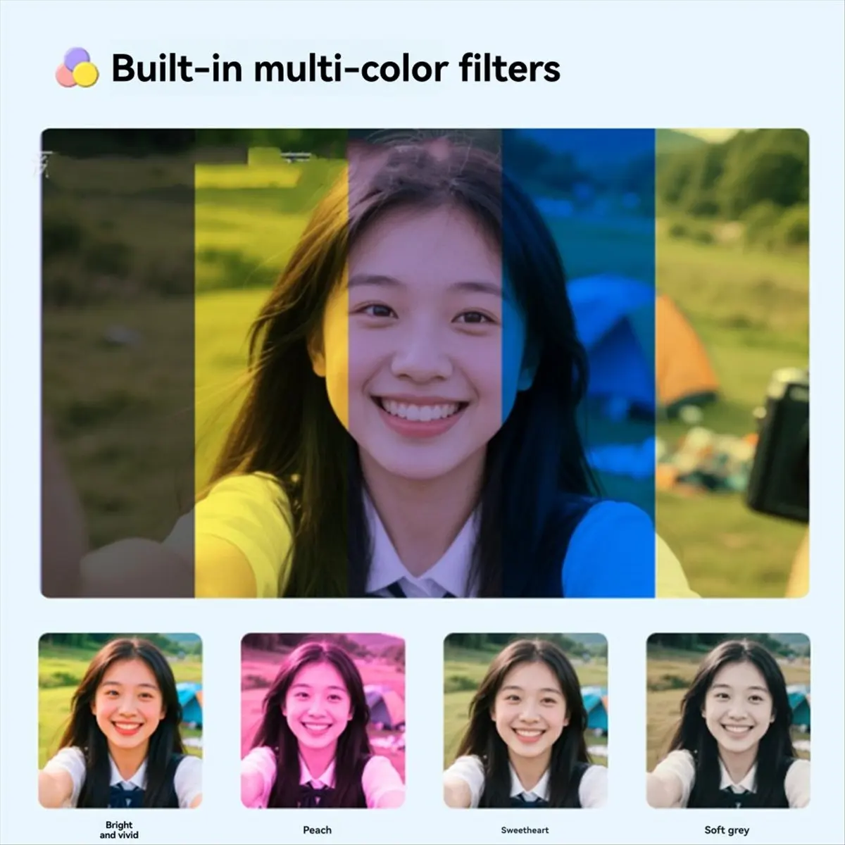 AI Selfie Beauty Camera HD 3.6-Inch IPS Touchscreen WiFi Digital Camera 8GB 1300W Front and Rear Lenses