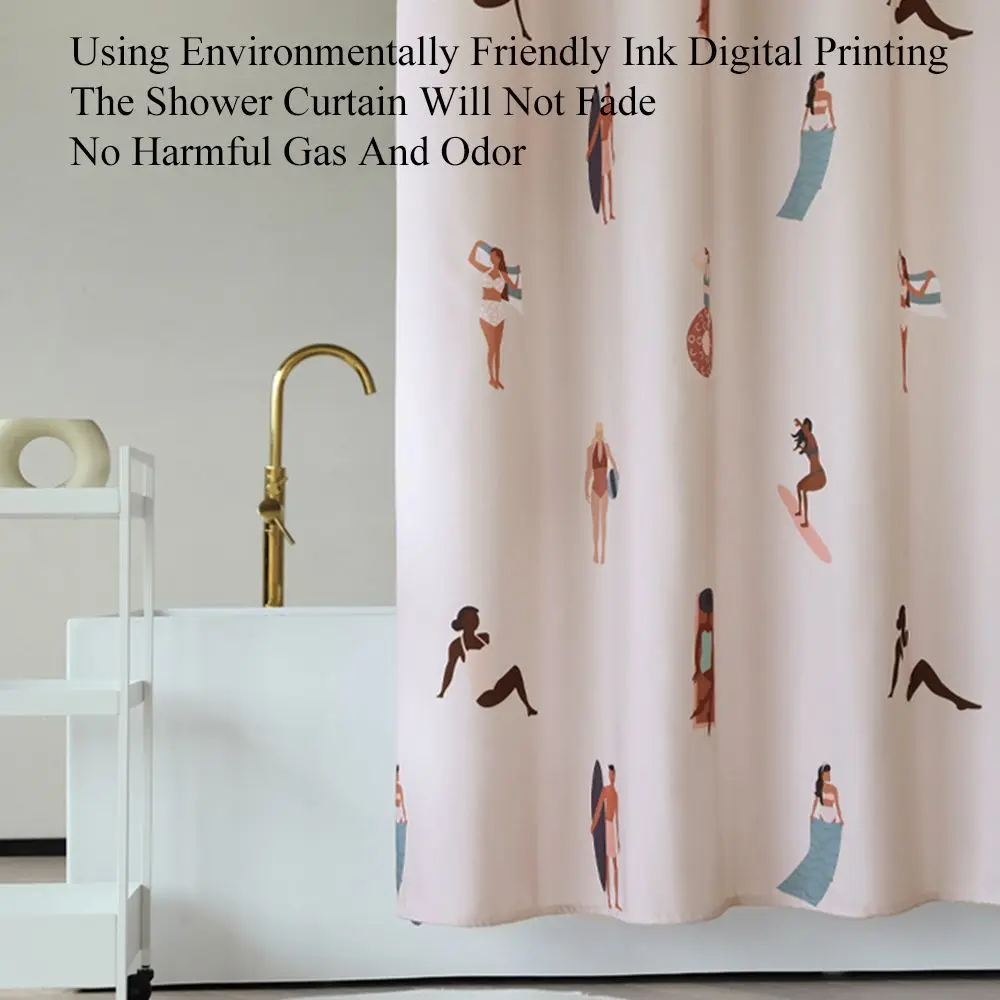 

not in-Sandy Beach Pattern Waterproof Shower Curtain with Roman Hole, Hanging Curtain for Bath, Toilet Partition, Custome