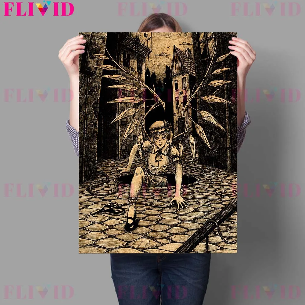 Evil Angel Of The Sewer Art Prints Castle Witches And Alien Creatures Retro Wall Art Canvas Painting Home Decor Poster Prints Un