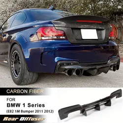 Car Rear Bumper Diffuser Lip Spoiler for BMW 1 Series E82 1M Bumper 2011 2012 Racing Rear Apron Lip Body Kit Carbon Fiber / FRP