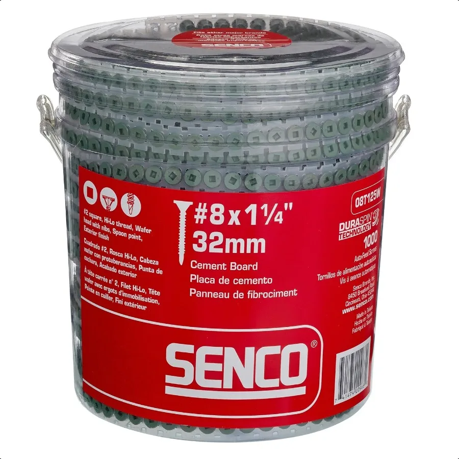 

Senco 08T125W DuraSpin 8 x 11 4inch Cement Board Collated Screw 1 000 Ct.