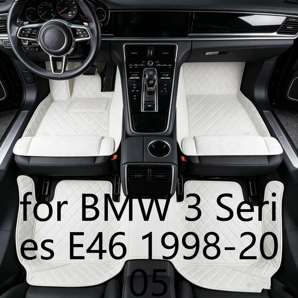Premium Vollflächige Autofußmatten für BMW 3er Serie E46 1998-2005 5-Sitzer PU-Leder Wasserdicht Rutschfest Allwetterschutz Auto-Innenraum-Bodenschutz 9040