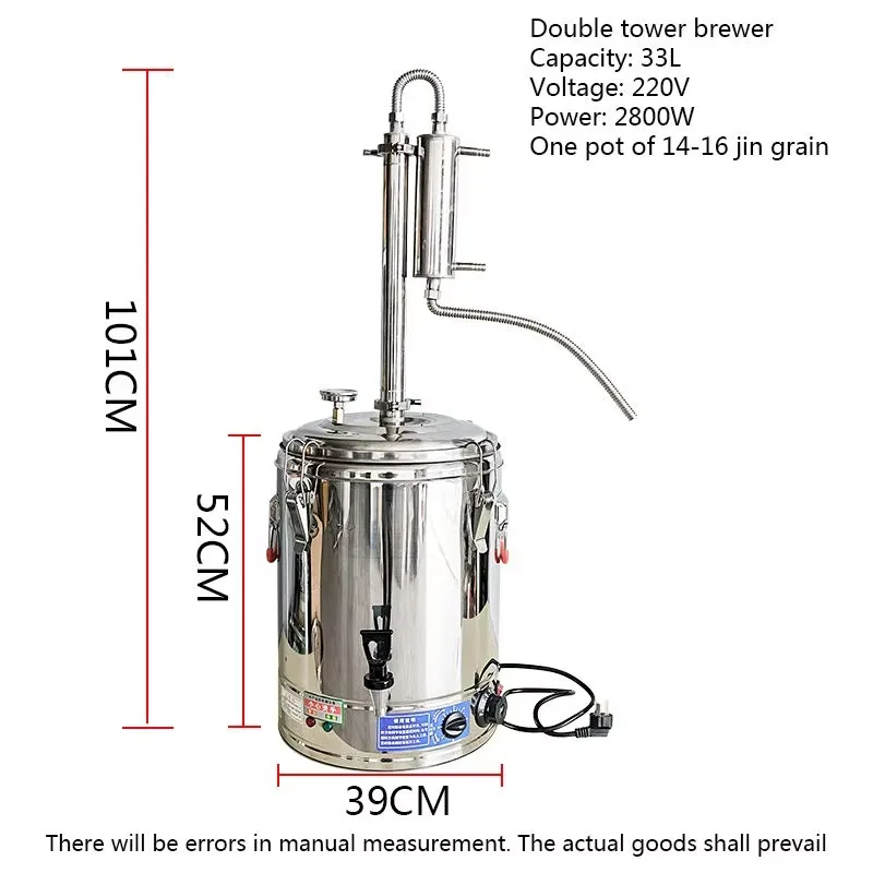 Household Stainless Steel Still Wine Water Distilled Machine Moonshine Whiskey Twin Tower Toaster Custom Alcoh-ol Distiller view 6