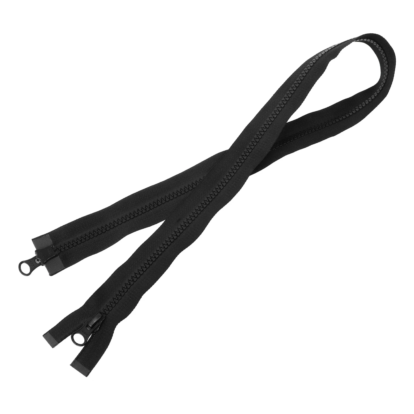 

Black Resin Heavy Duty Double Pull Tab Separating Zipper for Outerwear Jackets Clothing Sewing Two-Way Jacket Zipper