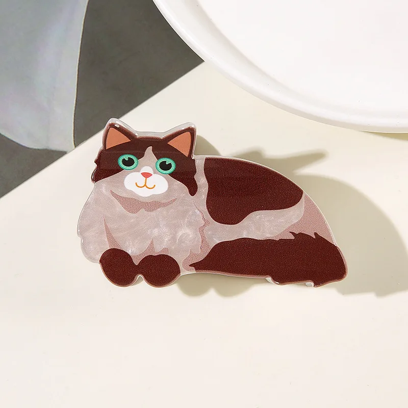 Kreative Katzenförmige Haarklammer Süße Cartoon-Kätzchen-Haarklammer aus Acetat für Frauen und Mädchen Tägliches Haar-Deko-Accessoire – Detail 13
