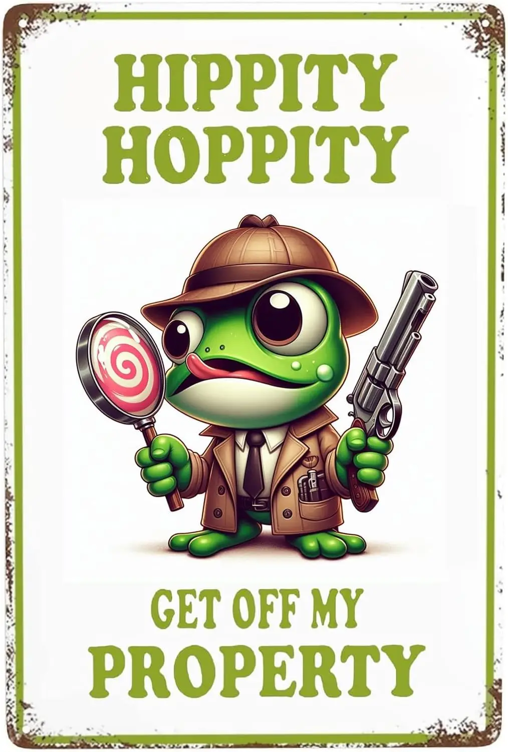 Funny Metal Tin Signs Hippity Hoppity Get Off My Property No Trespassing Metal Sign Frog Room Decor Private Property Yard Sign f