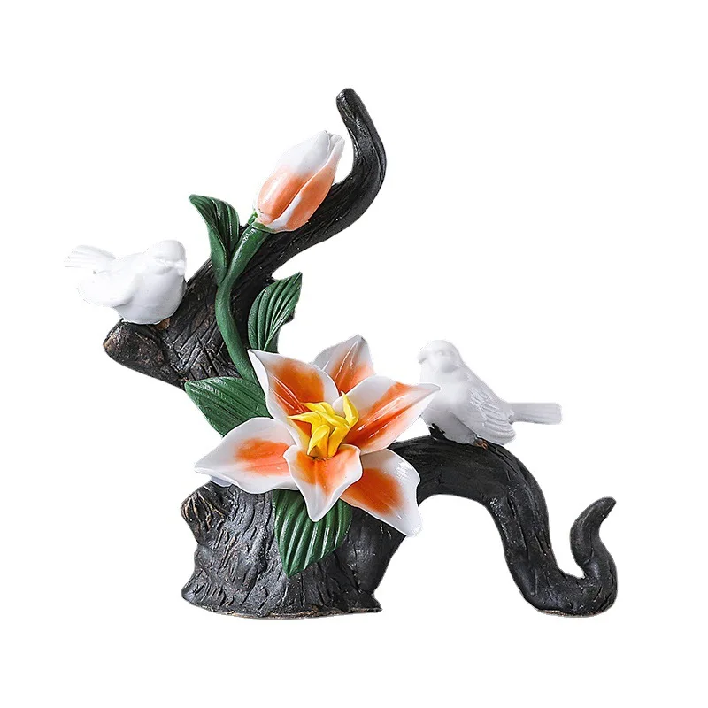 

Porcelain ornament, bird handicraft rose fragrance ornament, desktop home tea room, hand-squeezed flower bionic process