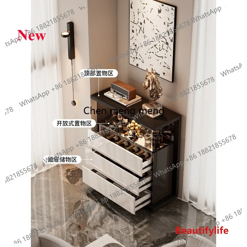 

07M Italian side cabinet against the wall light luxury high-end storage bucket cabinet living room home storage cabinet