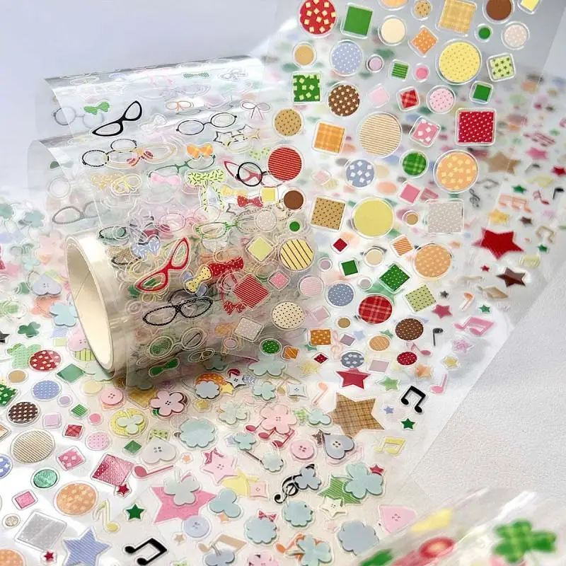 Nastri adesivi per doodle in PET Adesivi per trifogli Occhiali Carte per idoli Decor Scrapbook Journal Forniture per decorazioni fai da te