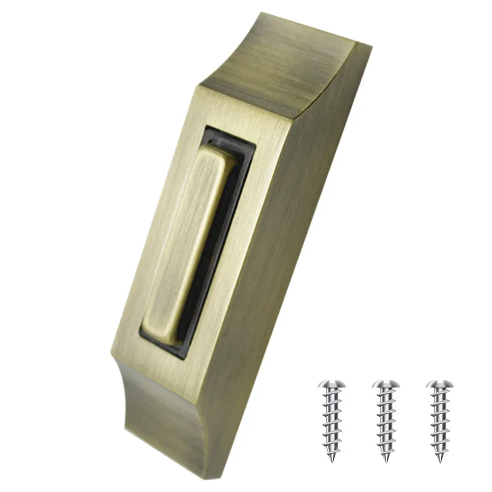1PCS Wired  Lighted Doorbell Button Home Doorbell Switch Wall Button With Indicator Antique Brass Rectangular Door Bell Button