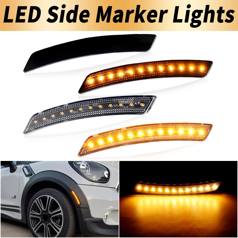 2PCS Canbus For Mini Cooper R56 05-10 R55 06-10 R57 07-10 R58 R59 11-15 R60 10-16 Front Amber LED Side Marker Turn Signal Lights