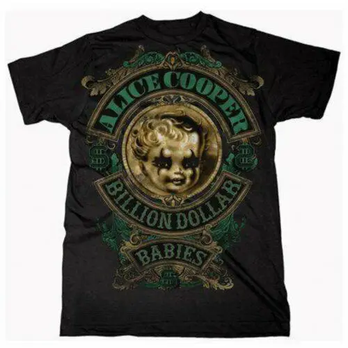 Official Alice Cooper T Shirt Billion Dollar Baby Crest Black Mens Classic Rock