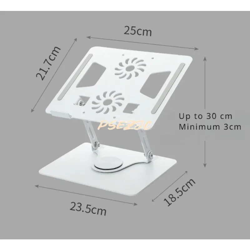 360 ° Rotating Metal Cooling Fan Laptop Stand Desktop Computer Height Increase Folding Base