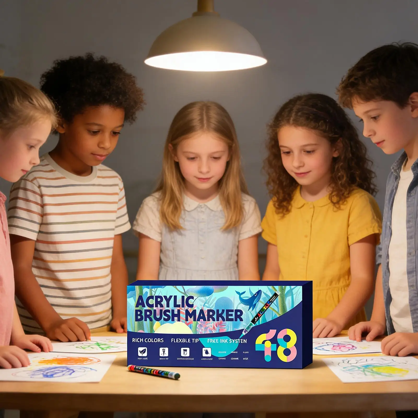 

Acrylic Paint Markers Brush Tip Multi-Color Soft Layerable Art Supplies Brush Tip Paint Markers For Kids Adults Party