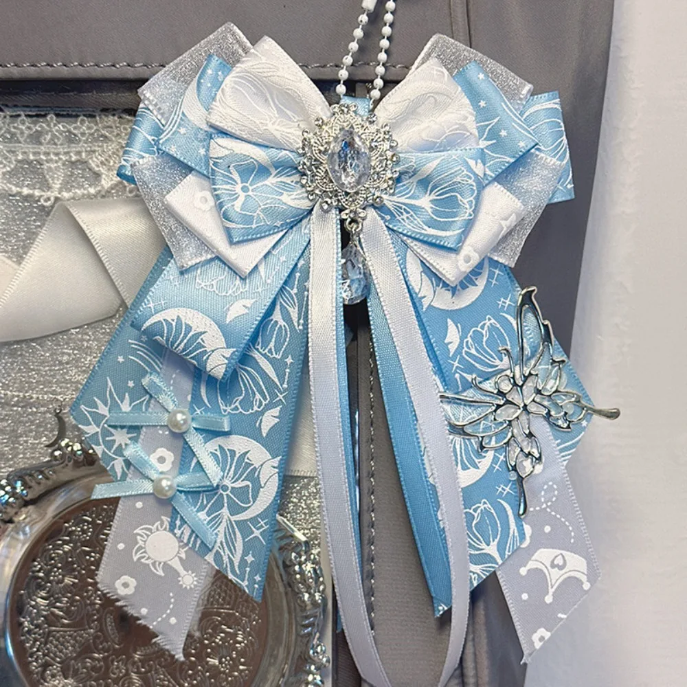 

Double Layer Ribbon Itabag Decoration Long Streamers Handmade Jewelry DIY Lolita Merch Decoration Knot Bowknot with Pin