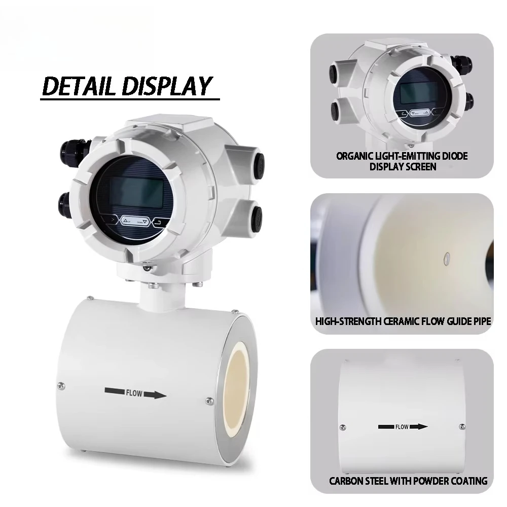DN15-DN150 ceramic lined electromagnetic flowmeter liquid water fluid RS485 4-20mA acid-base slurry electromagnetic flowmeter