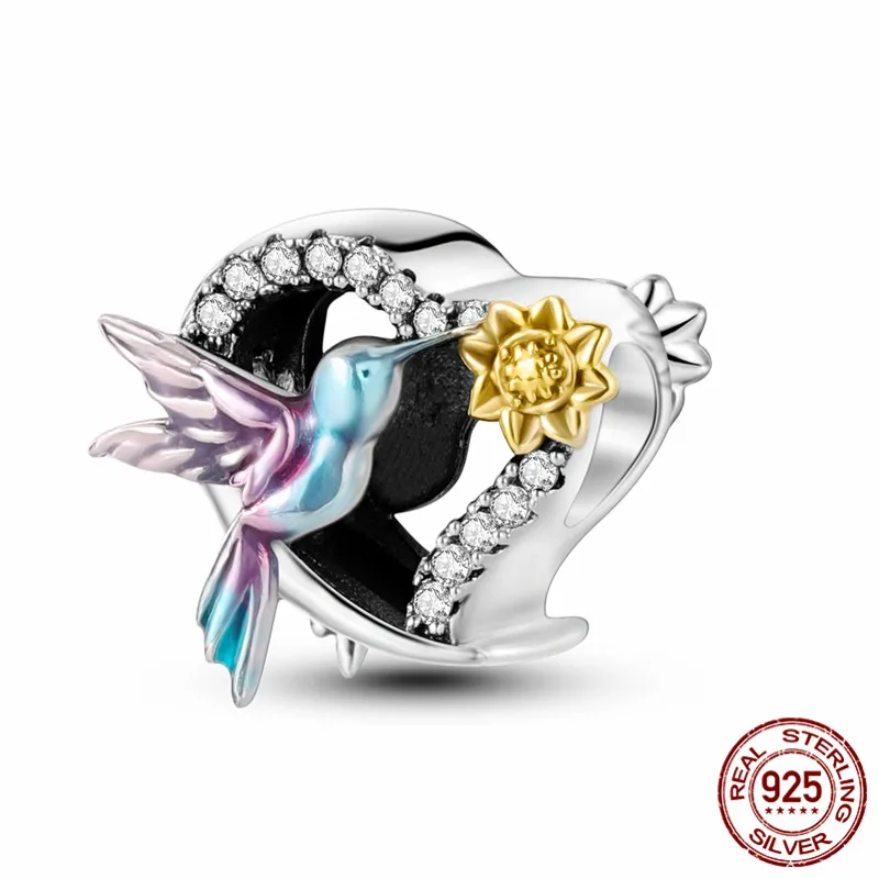 

This S925 sterling silver sunflower and heart charm bead set with an original bracelet is a perfect DIY jewelry gift for women.