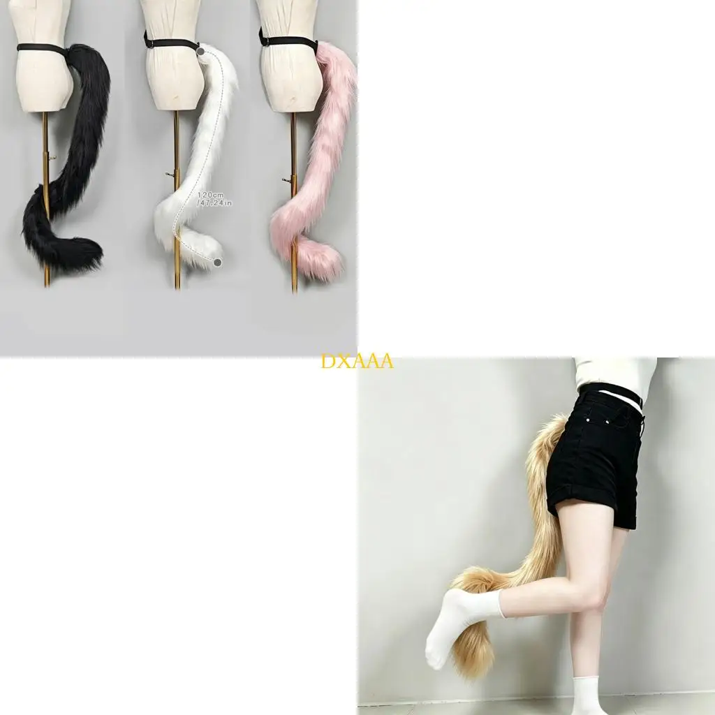 DXAA Role Play Long Plush Tail Costume Prop with Wrap Around Leg Styling, Costumes Accessory for Halloween Cosplay, Party Looks