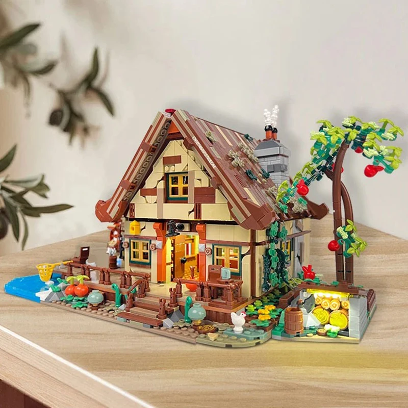 2567PCS Lakeside Cottage Gebäude Ziegel Sets Modell Ansicht Holz Haus Mit Licht MOC Montage Blöcke Spielzeug Kreative Geschenke