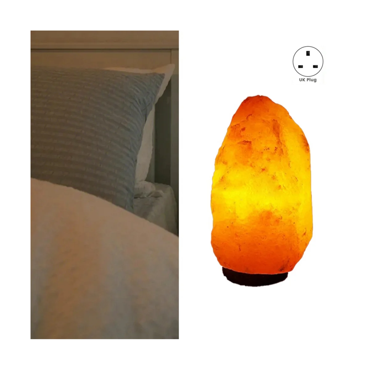 Himalayas Crystal Salt Lamp USB LED Atmosphere Light Air Purifier Night Light Bedroom Living Room Decorative Light UK