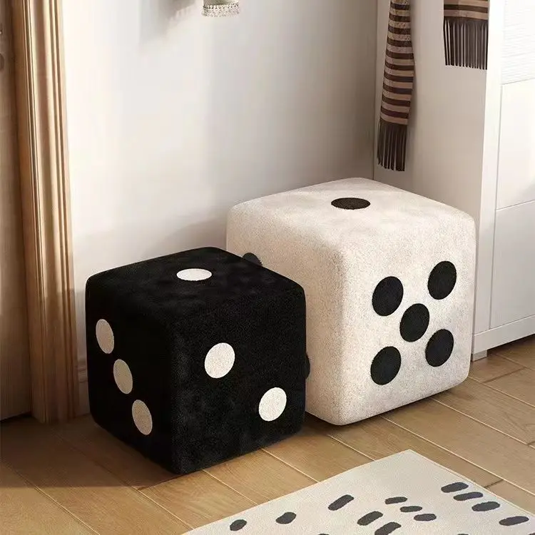 

Creative Dice Chair Stool Living Room Home Footstool Modern Minimalist Shoe Changing Bench Fashion Thickened Waiting Stool Pouf