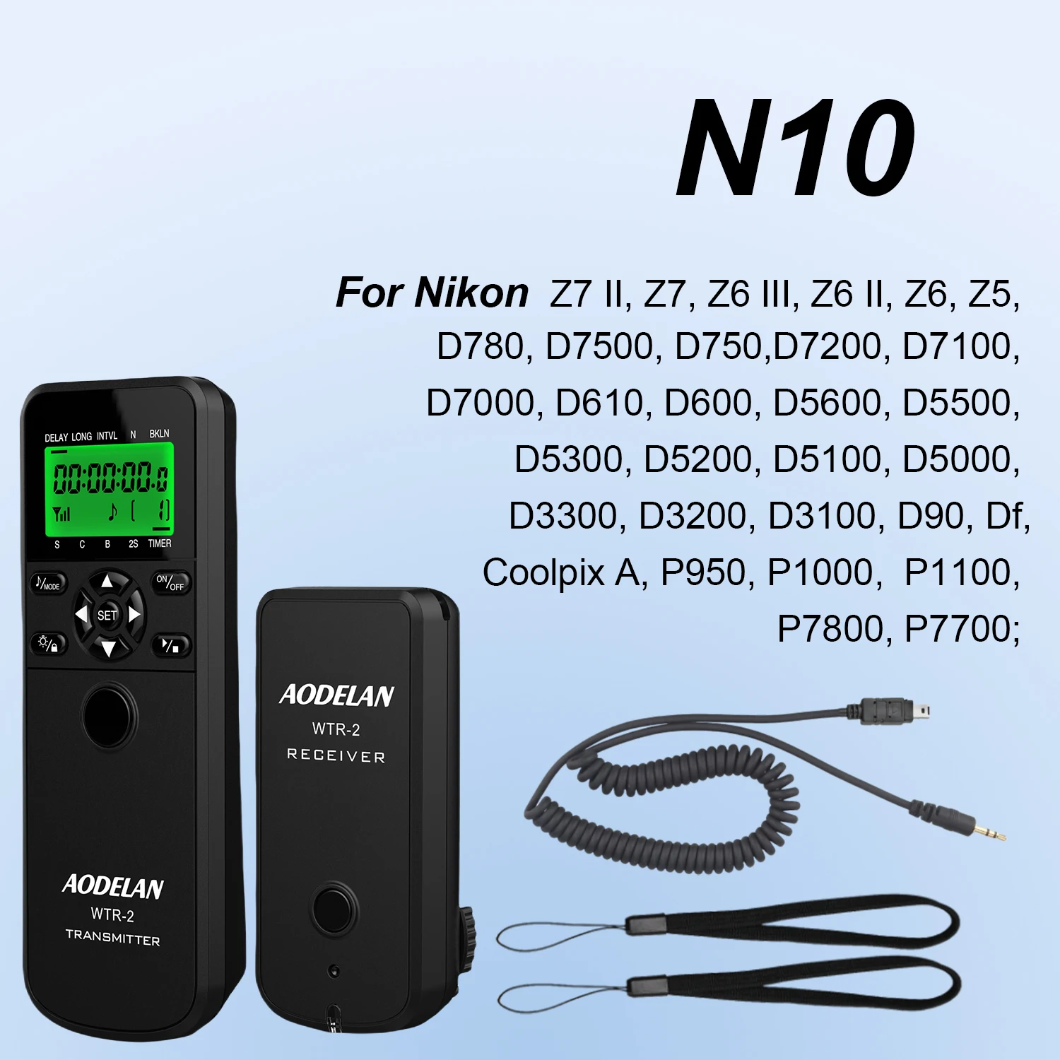 

AODELAN пульт дистанционного управления камерой + проводной кабель спуска для Nikon Z7II Z6 Z5 P1100 D3100 D5100 D5600 D600 D7000 D780 D7500 P950 P7700