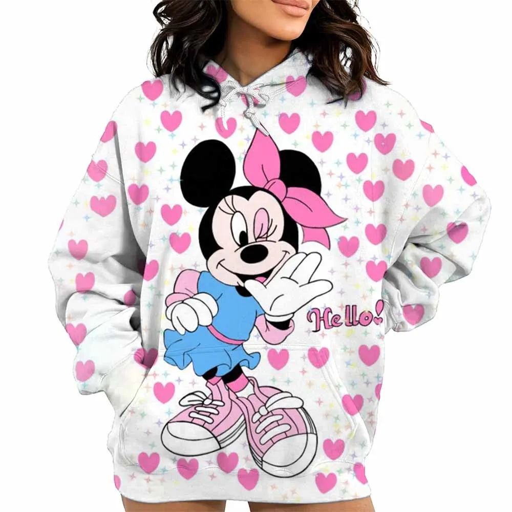 Spring Couple Outfit New Cartoon Disney Mickey Mouse Hoodie Best Friend Outfit Women Loose Hooded Pullover Hoodie Jacket Top