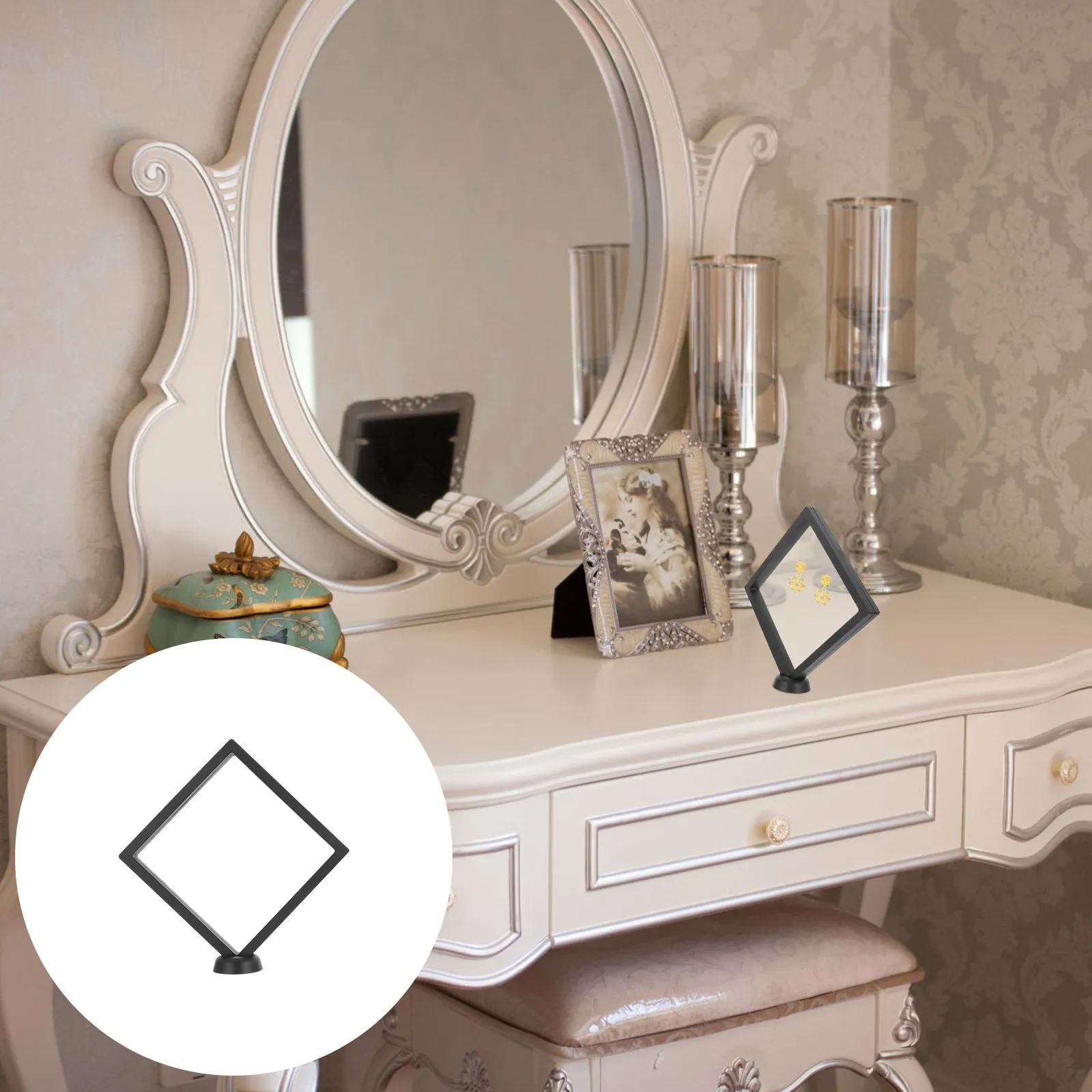 

2Pcs Watch Storage Box Jewelry Floating Holder Suspension Frame Display Stand Elegant Jewelry Organizer Bracelet Suspension Rack