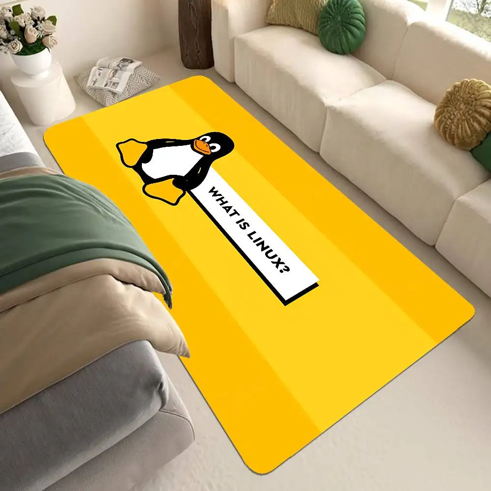 Linux Operating System Tux Penguin Room Mats Anti-slip Absorb Water Long Strip Cushion Bedroon Mat Welcome Doormat