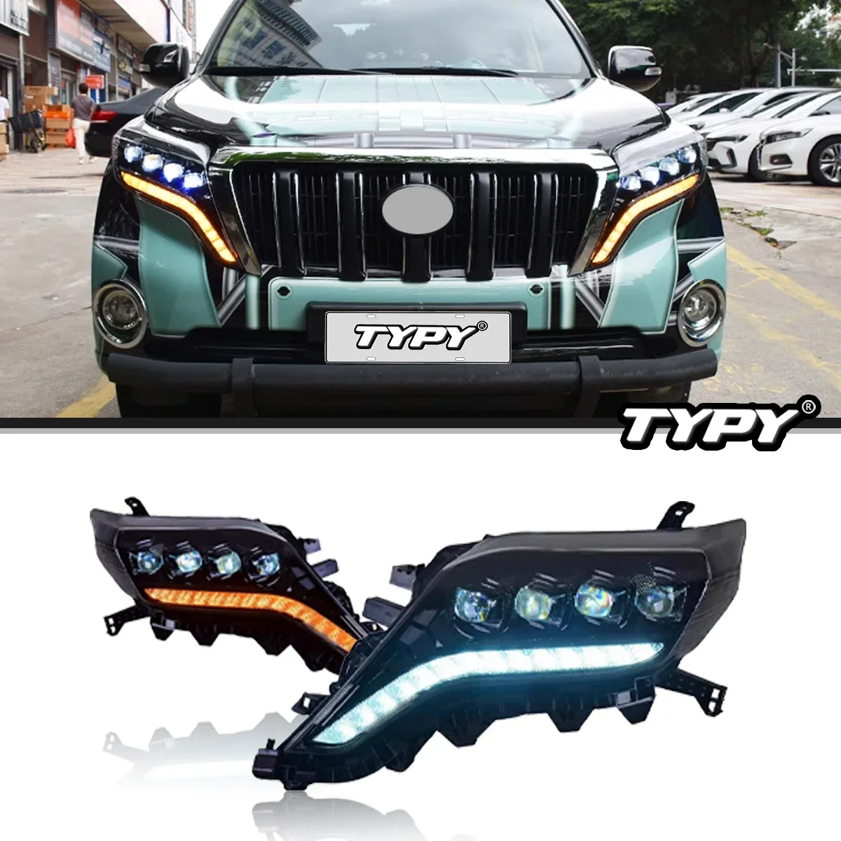 

Автомобильные фары для Toyota Prado, 2014-2017, светодиодные фары для проектора, дневные ходовые огни, автомобильные аксессуары