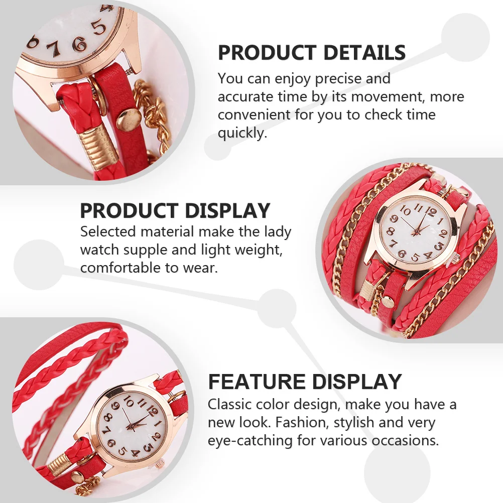 

Women Watch Fashion Pu Strap Quartz Movement Casual Ladies Wristwatch Lightweight Waterproof Daily Wear Female Clock