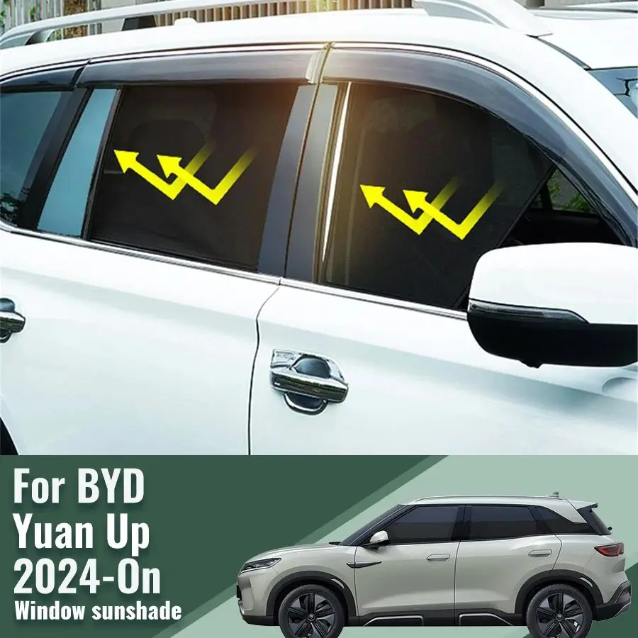 For BYD Yuan UP 2024 Magnetic Car Sunshade Shield Front Windshield Frame Curtain Rear Baby Side Window Sun Shade Visor