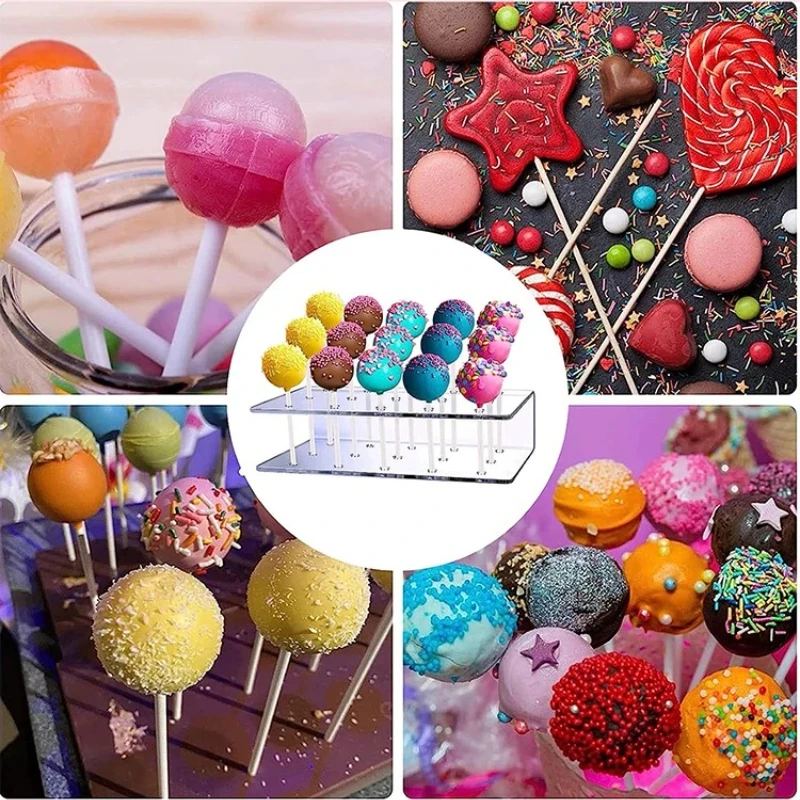 Picture 7: 12/15/20Holes Cake Pop Lollipop Stand with Shelf DIY Baking Tools Display Bakeware Cake Kitchen Gadgets Holder DIY Lollipop Mold