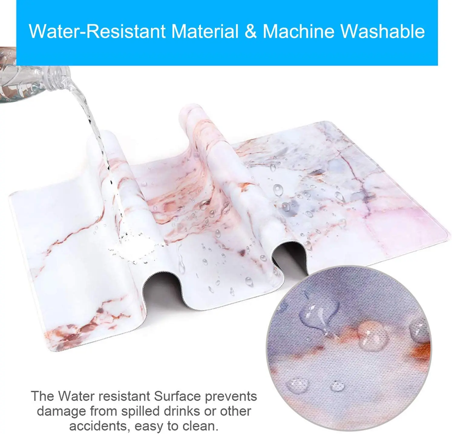 Office Desk Mat 35.4 ×15.7 Large Gaming Mouse Pad Durable Extended Computer Mouse Pad with Non-Slip Rubber Base,Colorful Marble2