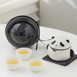 Kiln Change Travel Tea Set, Portable Teapot, 1 Pot2 Cups, Outdoor Car Teapot, Quick Guest Cup, Teaware Porcelain