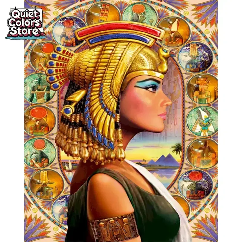 Figuras pintura por números DIY pintura al óleo de la reina egipcia para sala de estar regalo hecho a mano decoración del hogar imagen artística