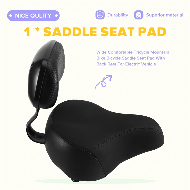 

Universal Saddle Seat Pad For Tricycle Mountain Bike Electric Vehicle With Back Rest