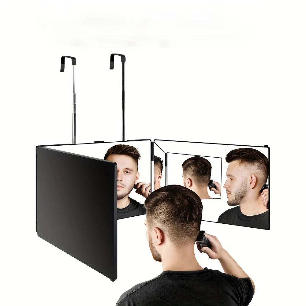 Folding Cosmetic Mirror Retractable Adjustable Hanging Triple Folding Mirror HD Anti-fog Portable Mirror