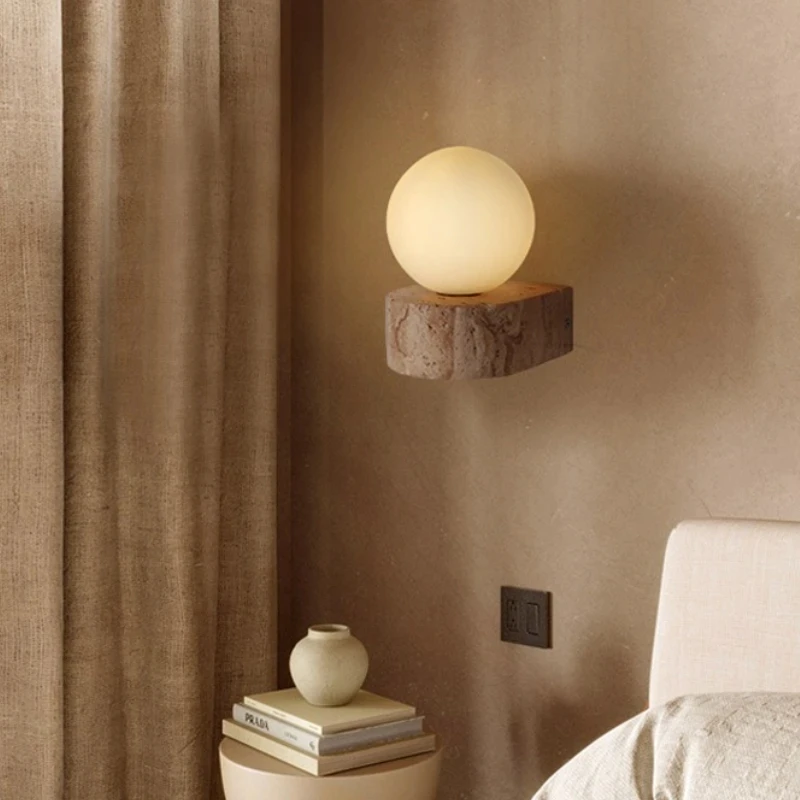 Wabi Sabi Style Wall Lamp Yellow Cave Stoneretro Homestay Designer Living Room Aisle Background Wall Lamp Bedroom Bedside Lamp