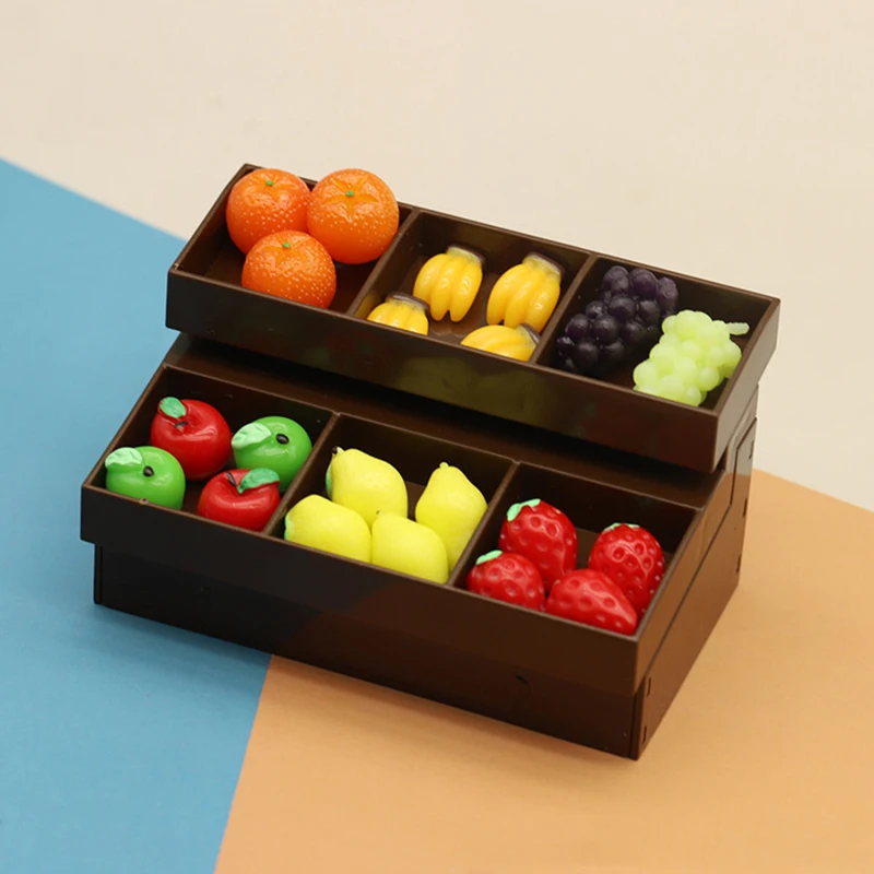 1:12 Dollhouse Mini Supermarket Fruit and Vegetable Rack Display Shelf Model Furniture Accessories For Doll House Decor Kids Toy