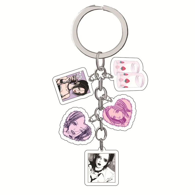 New NANA Manga Osaki Keychain K-ON! Cartoon Key Chain Bag Accessories 5 in 1 Pendant Fans Decoration Key Men Women Jewelry Gifts