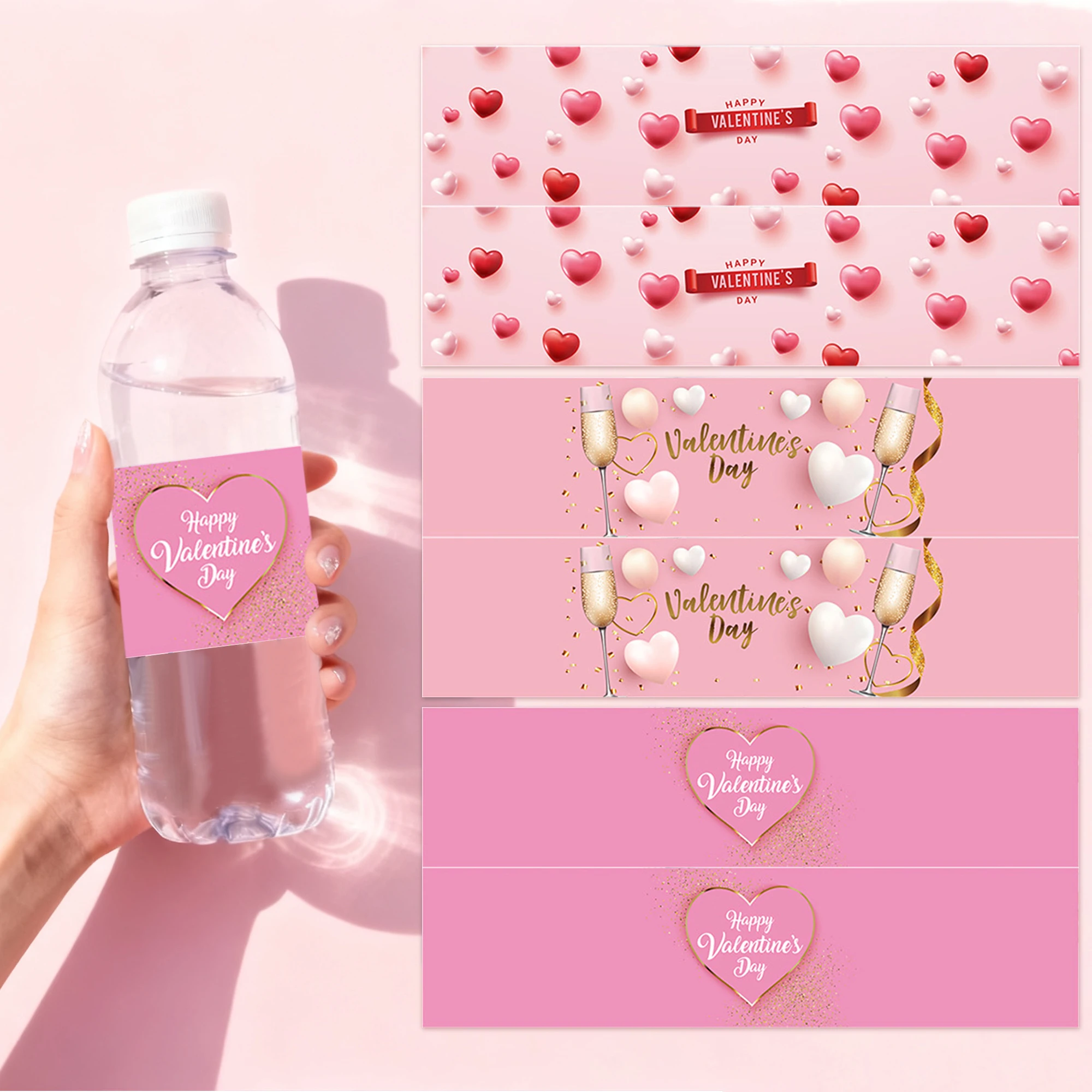 10 Stück/20 Stück Valentinstag Wasserflaschen-Aufkleber, Herz-Aufkleber, Valentinstag, Party-Dekoration