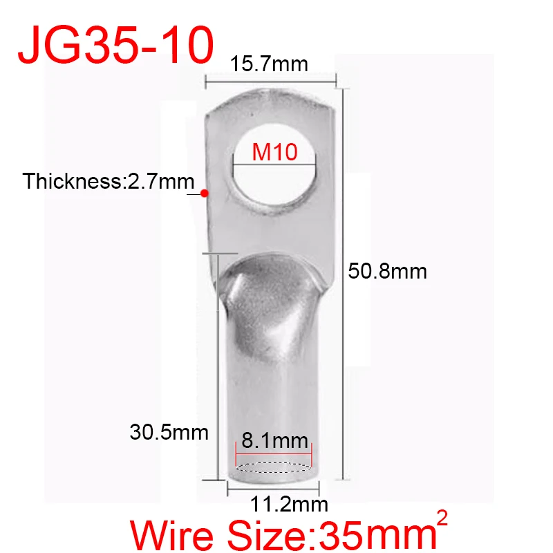 JG25/35/50-6/8/10/12/14 4/2/1AWG 25/35/50mm2 Marine Kupfer Elektrische Draht Kabel Ring Kabel End Lug Stecker Schraube Crimp Terminal